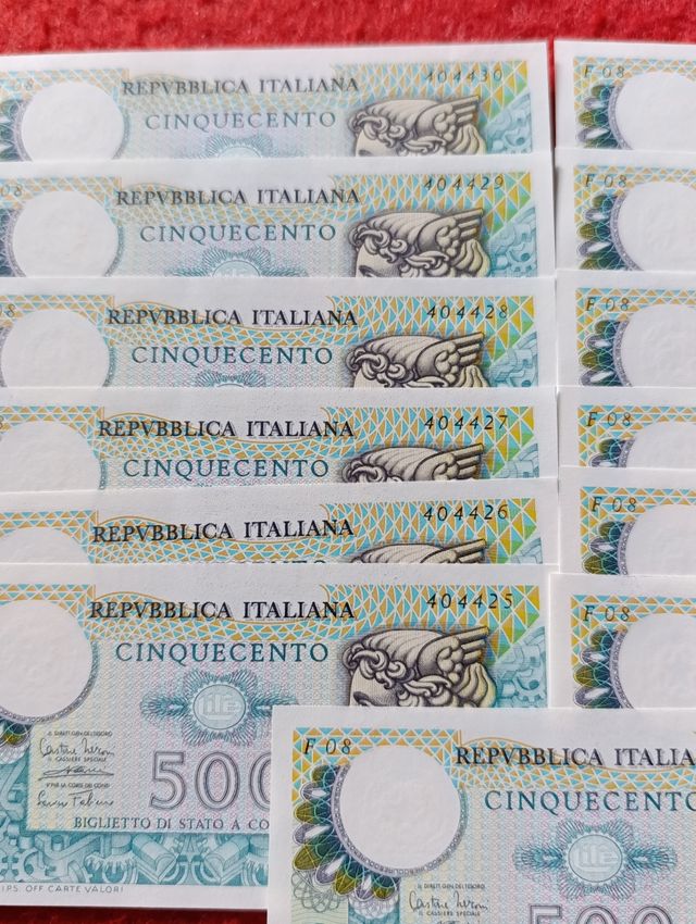 13 Banconote 500 Lire Mercurio consecutive e fds