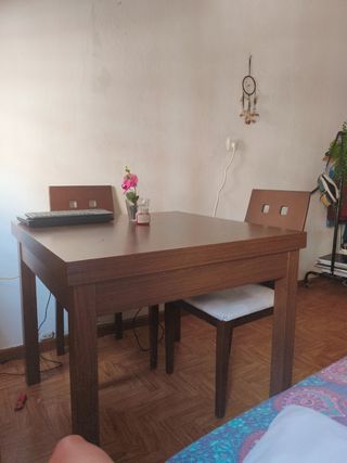 Mesa comedor 2 sillas madera