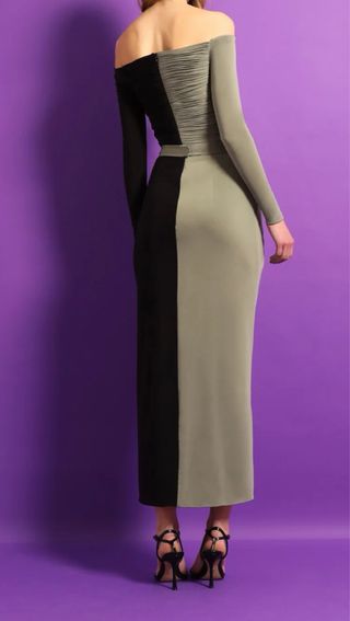 Vestido midi Victoria bicolor