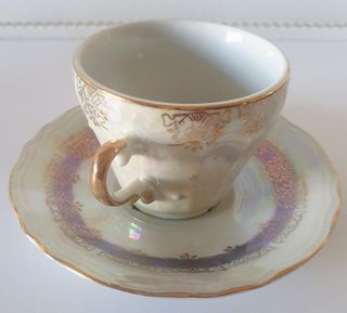 Vintage Japanese Porcelain Teacup and Saucer Court