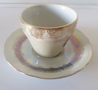 Vintage Japanese Porcelain Teacup and Saucer Court