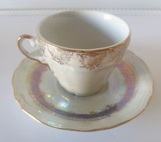Vintage Japanese Porcelain Teacup and Saucer Court
