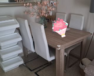 Mesa Comedor 140x90 extensible a 2'60 y 4 Sillas