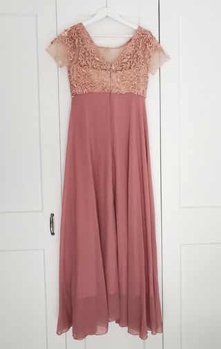 Vestido fiesta rosa y dorado