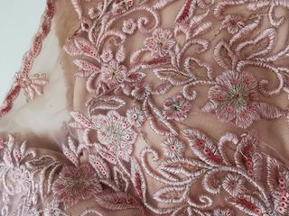 Vestido fiesta rosa y dorado