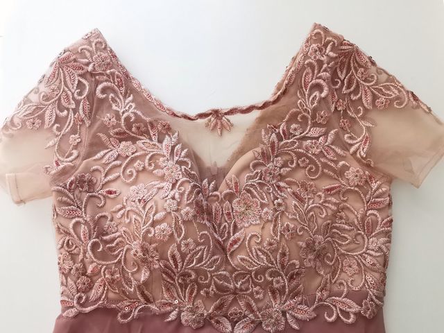 Vestido fiesta rosa y dorado