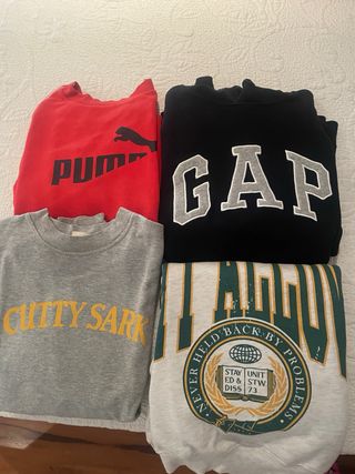 4 Sudaderas: Puma, GAP, Cutty Sark