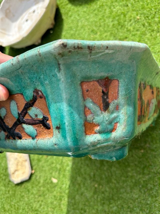 Maceta bonsái cerámica turquesa