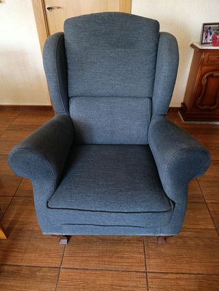 Sillón relax gris - Tela y madera