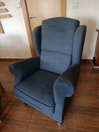 Sillón relax gris - Tela y madera
