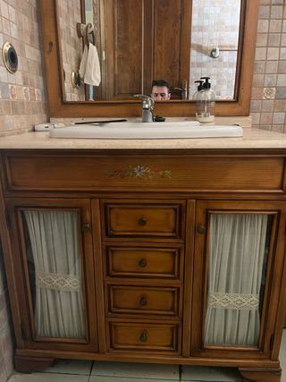 Mueble baño madera - 2 cajones