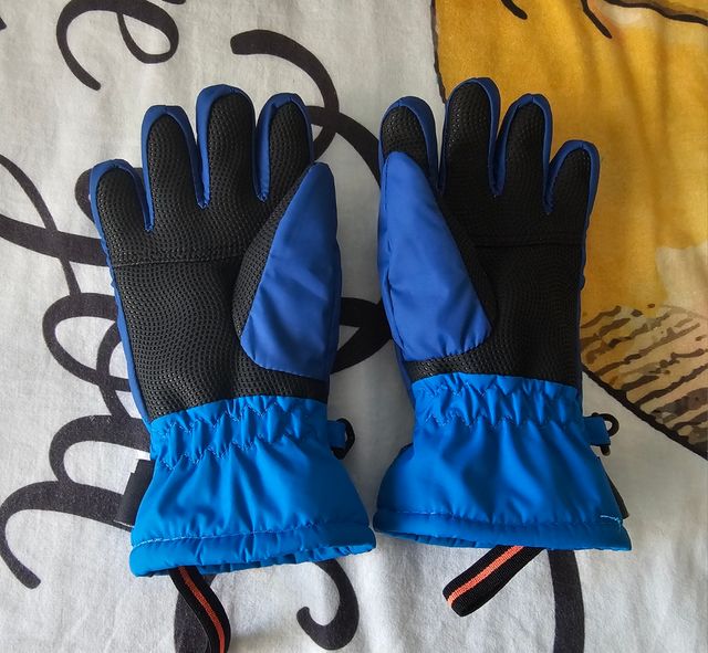 Chubasquero, sobrepantalones Quechua y guantes.