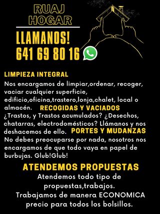 Limpiezqs,vaciados, mudanzas, transporte.
