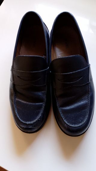 Zapatos niño piel azul marino