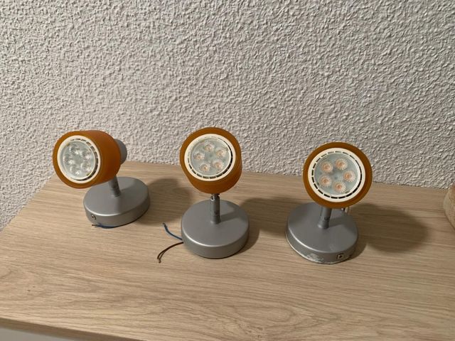 3 Apliques LED pared - naranja/plata