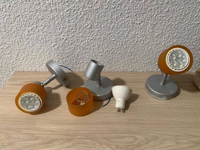 3 Apliques LED pared - naranja/plata