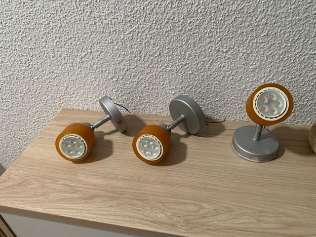 3 Apliques LED pared - naranja/plata