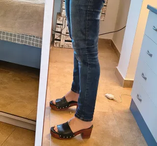 Zuecos Zara piel negros - Talla 38