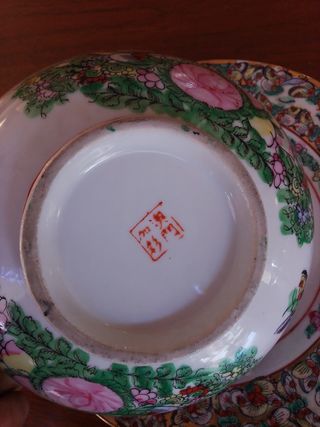 Ciotola e piatto cinesi ceramica Macau