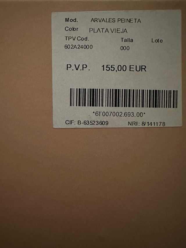 Peineta diadema Pronovias Arvales Plata