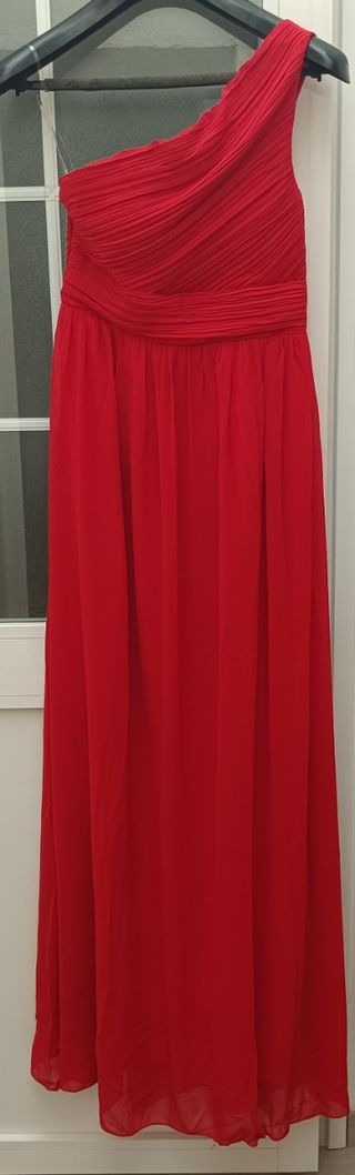 Vestido rojo asimétrico largo
