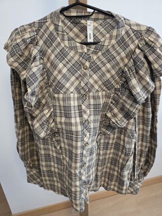 Blusa cuadros Mango S