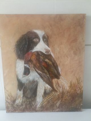Cuadro perro con faisán