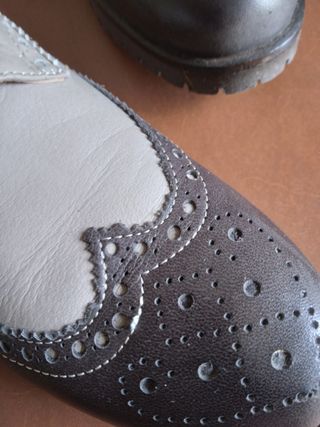Scarpe Oxford bicolore beige e marrone