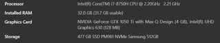 Portátil Dell XPS 9570, 15", i7, 32GB, 500GB SSD