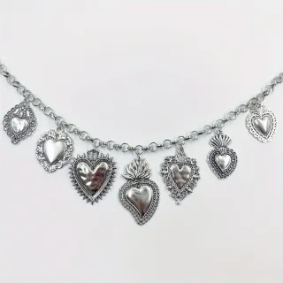Collar corazones plata - 7 colgantes