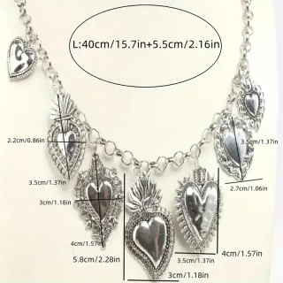 Collar corazones plata - 7 colgantes