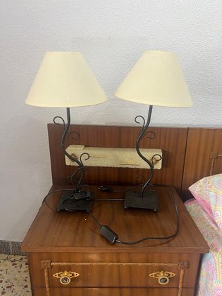 2 Lámparas mesita noche - beige, metal