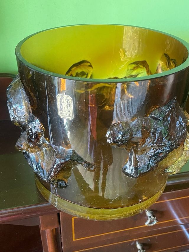 Jarrón Kumela de cristal ámbar