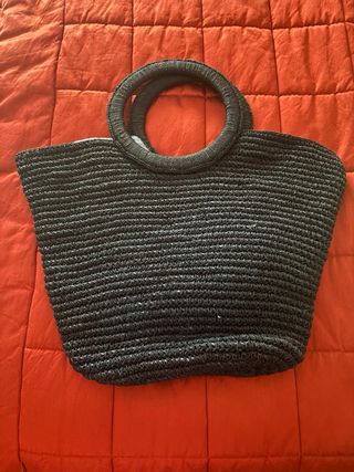 Borsa paglia blu - Tracolla intrecciata