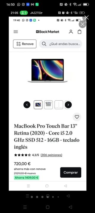 MACBOOK PRO 2020 i5/16GB RAM/512 SSD