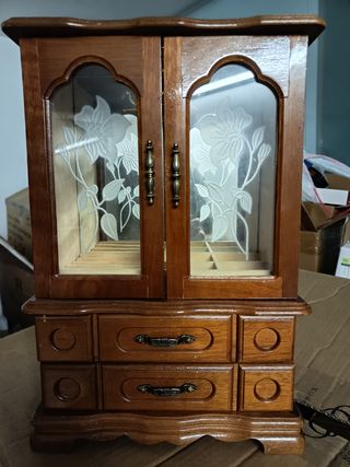 Joyero madera antiguo con espejo