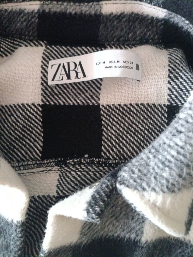 Chaqueta cuadros Zara M - Blanco/Negro