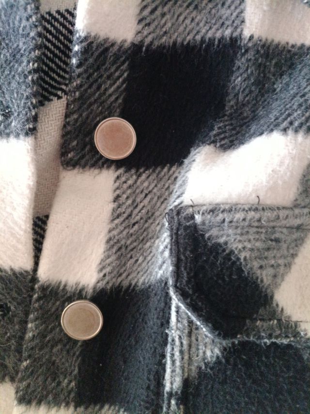 Chaqueta cuadros Zara M - Blanco/Negro