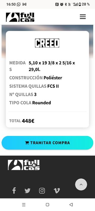 Tabla de surf Full & Cas Creed