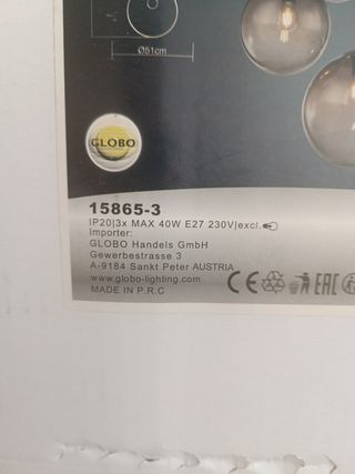 Lampara techo GLOBO 3 luces
