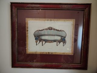 Cuadro antiguo sofá estilo Luis XV