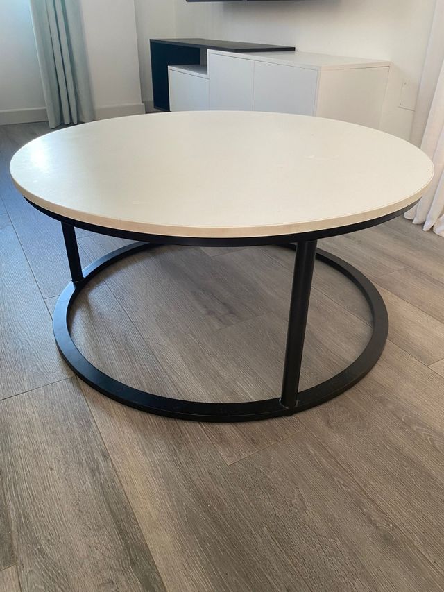 Mesa centro camilla redonda blanca y negra