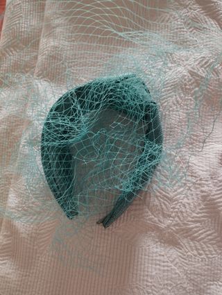 Diadema tocado redecilla verde agua