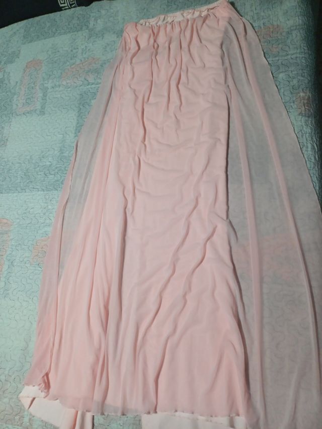 Vestido largo rosa palo