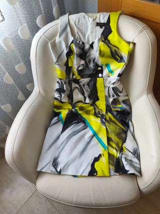 Vestido Adolfo Domínguez L - blanco/amarillo