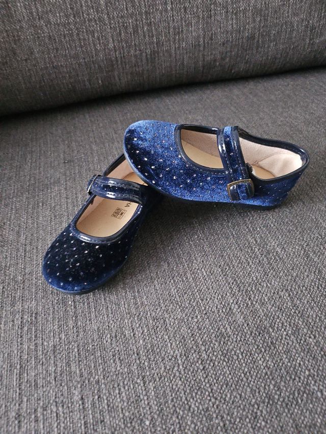 Zapatos niña terciopelo azul marino 24