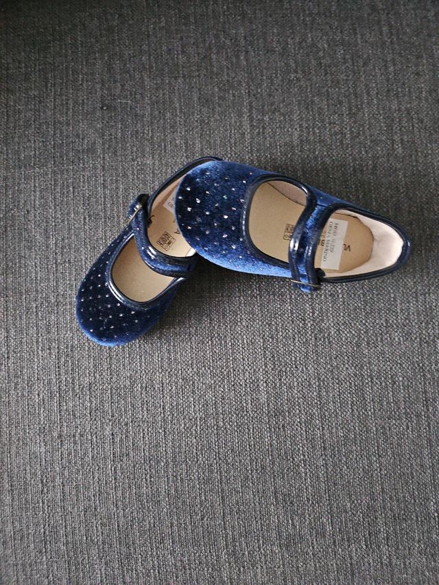Zapatos niña terciopelo azul marino 24