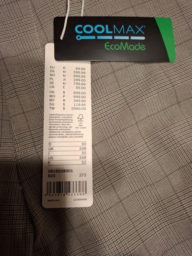 Pantalones Esprit grises de cuadros talla 44