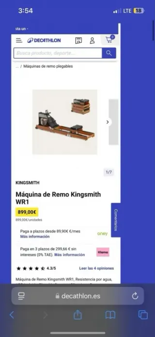 MAQUINA DE REMO PLEGABLE Kingsmith WR1