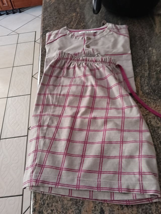 Pigiama noidnotte beige rosa a righe